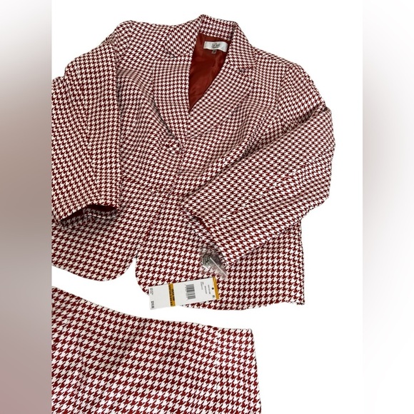Le Suit Women’s Houndstooth Two Button Skirt Suit - Picture 3 of 16